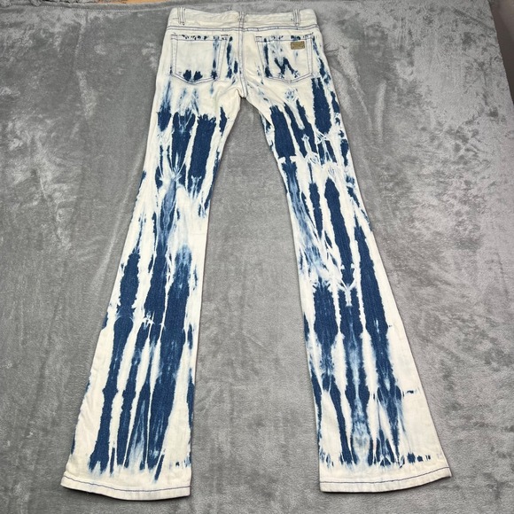 Michael‎ Kors Tie Dye Flare Jeans Women's 27 Blue White Boho Retro 70s High Rise - Picture 2 of 16